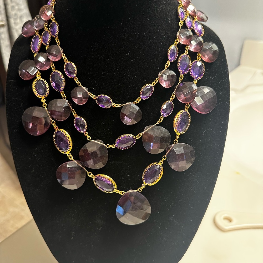 Joan Rivers Amethyst and Gold Layered Necklace - Picture 1 of 7